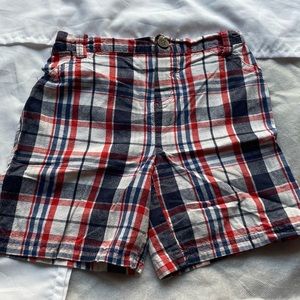 Boys Red and Blue Plaid Shorts, 4t